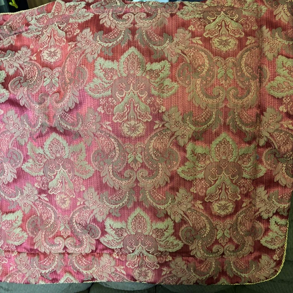 Vintage King Pillow Sham Croscill Red Gold Damask Cotton Poly Jacquard